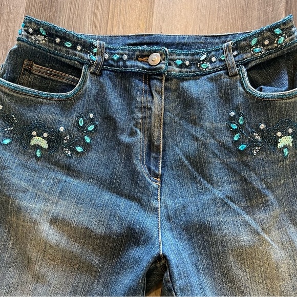 Embroidered Jeans Womens Christine Phillipe size 6 Cotton Spandex  Rhinestones - Picture 11 of 11